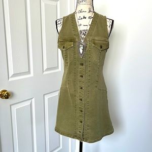 Stunning Free People Sz 8 Olive Denim Dress EUC